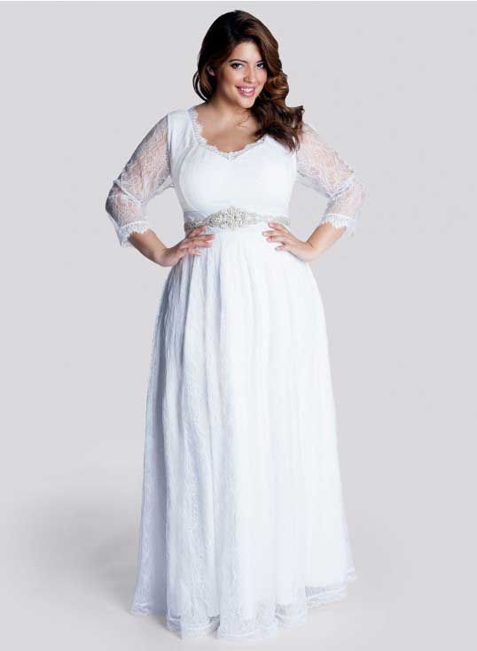 casual white plus size wedding dress