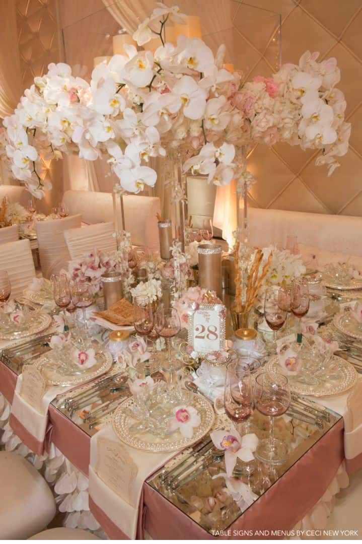 cream gold and red wedding decor