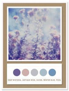 Color Card 030: Deep Wisteria, Antique Rose, Silver, Winter Blue, Pool 1