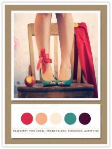 Color Card 085: Raspberry, Pink Coral, Creamy Blush, Turquoise, Aubergine 34