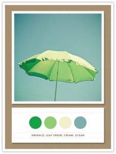 Color Card 091: Emerald, Leaf Green, Cream, Ocean 20