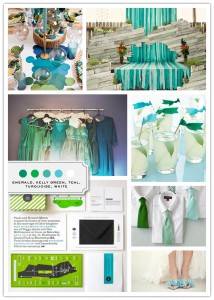 Color Palette: Emerald, Kelly Green, Teal, Turquoise, White 14