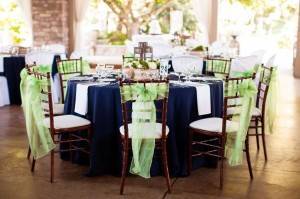 Navy and Lime Green Reception Table Decor