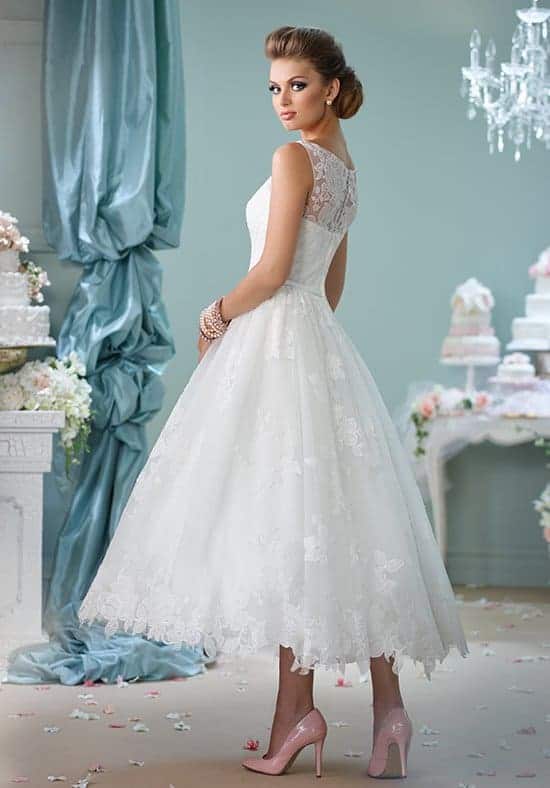 modern tea length wedding dress