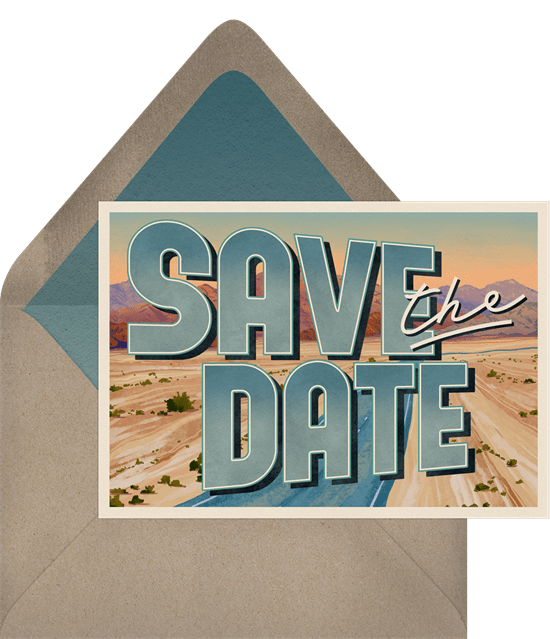 'Death Valley' Wedding Save The Date in Blue