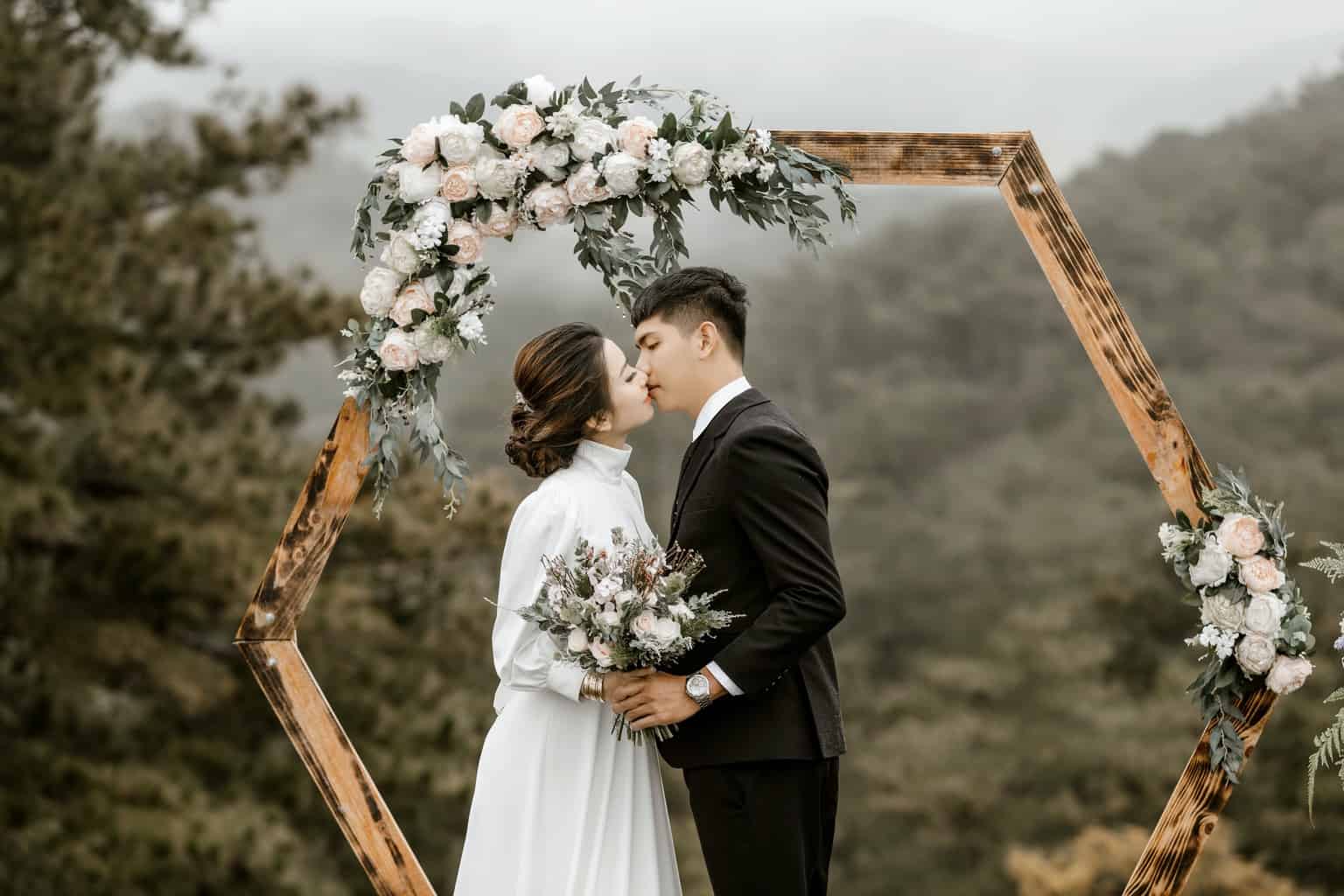 Bride and Groom Kissing