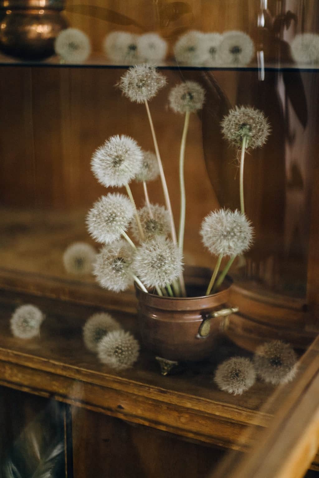 White Flowers in Brown Wooden Vase