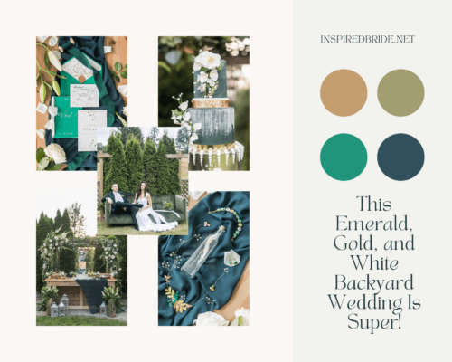 Emerald, Gold, and White Backyard Wedding