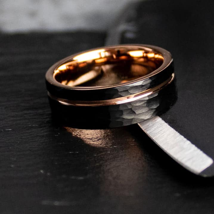 Hammered Black Rose Gold Wedding Ring | Thorum