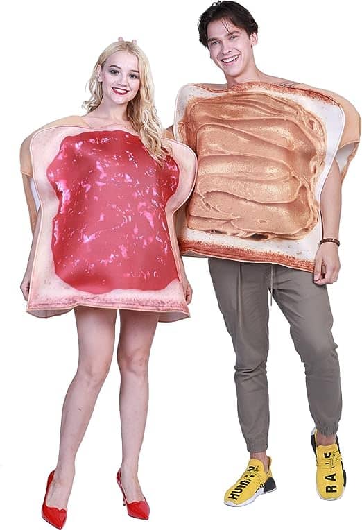 EraSpooky Couples Peanut Butter and Jelly Costume Halloween Party Funny Food Fancy Dress